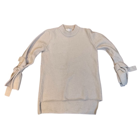 Anthropologie J.O.A. Oversized Tie Sleeve Fisherman Chunky Sweater Knit Cream XS - Picture 3 of 9